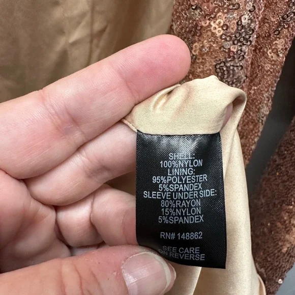 Torrid Stretch Sequin Long Line Open Front Blazer Jacket Size 2X Rose Gold NWT - Picture 6 of 9